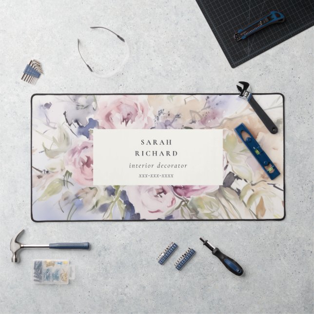 Aquarelle Abstraite Lilac Rose Floral Bunch (Poste de travail)