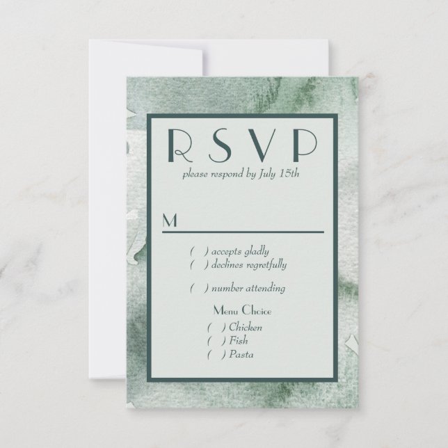 Aquarelle Abstraite moderne Sage vert RSVP avec me (Devant)