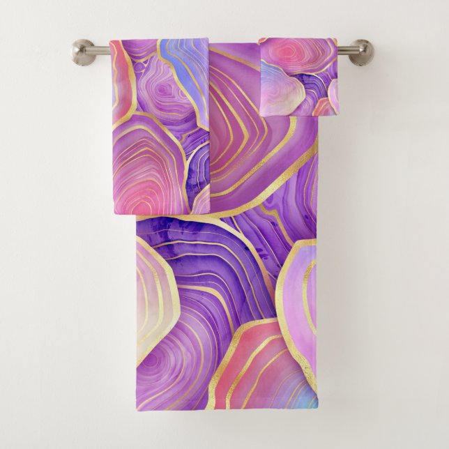 Aquarelle Abstraite rose turquoise lavande agate (En situation)