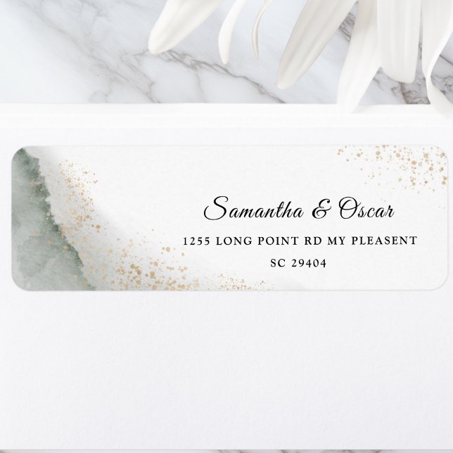 Aquarelle Abstraite Traits de Pinceau Verts & Or (Créateur téléchargé)