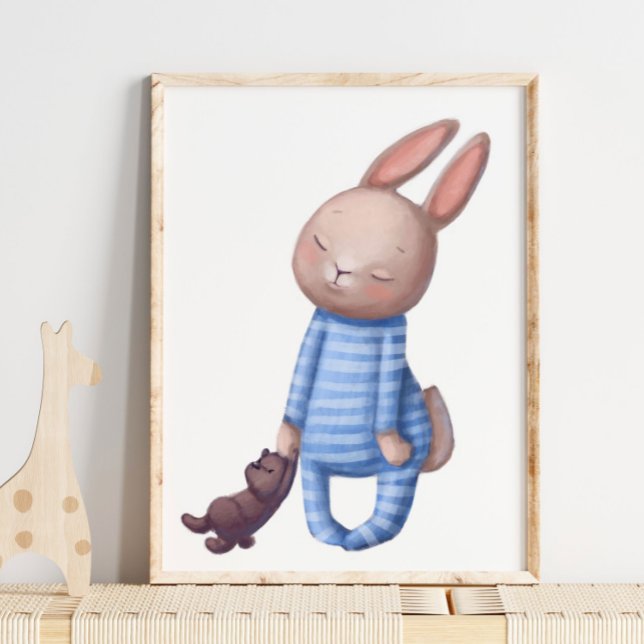 Aquarelle adorable Lapin dormant | Impression mura (Créateur téléchargé)