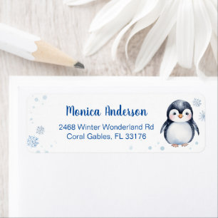Aquarelle adorable Pingouin auto-adressé