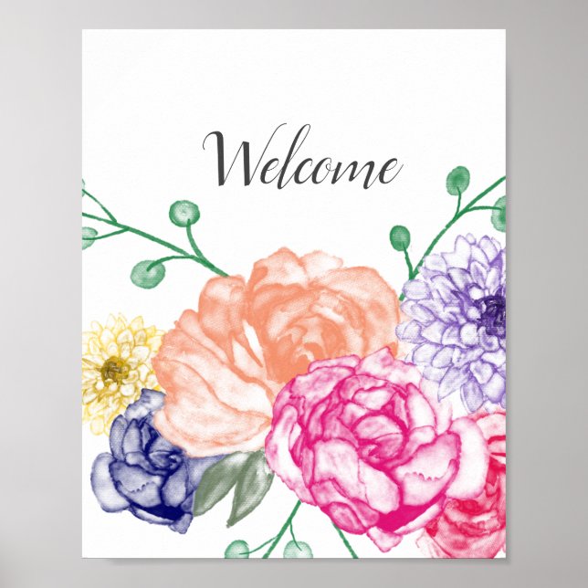 Aquarelle Affiche de bienvenue florale (Devant)