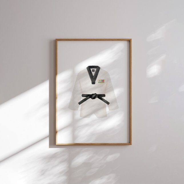 Aquarelle affiche vintage Taekwondo dobok (Créateur téléchargé)