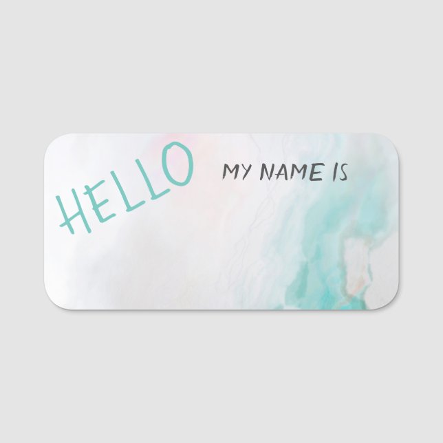 Aquarelle Agate Hello Reusable Name Tag (Front)