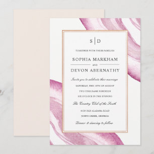 Aquarelle Agate Slice Wedding Invitation   Mauve r