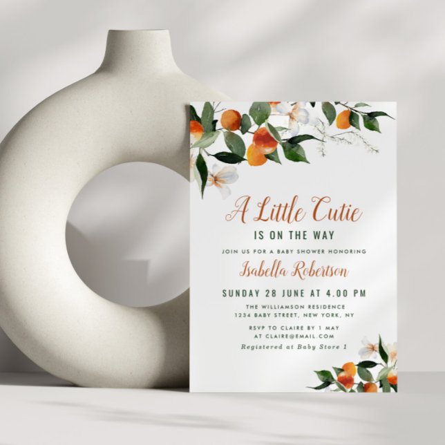 aquarelle agrumes oranges baby shower Invitation (Créateur téléchargé)