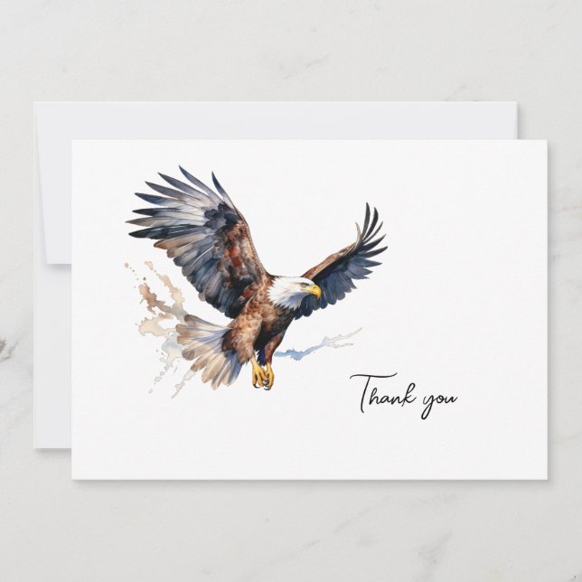 Aquarelle Aigle Merci funéraire (Devant)