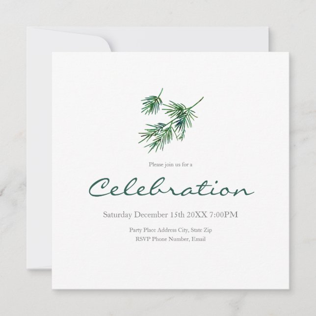 Aquarelle aiguilles de pin Invitation (Devant)