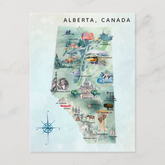 Aquarelle Alberta Canada Carte illustrée Art (Devant)
