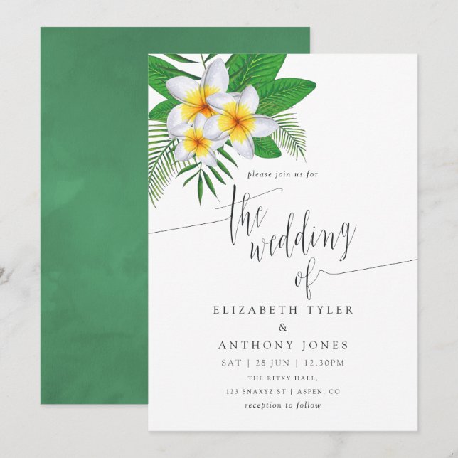 Aquarelle Aloha Luau Plage Mariage Invitation (Devant / Derrière)