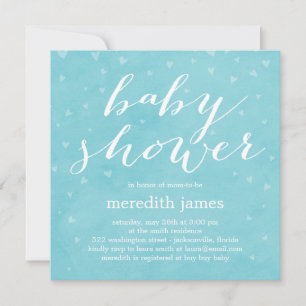 Aquarelle Amour Baby shower Invitation - Bleu