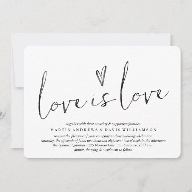Aquarelle Amour est Amour Gay Mariage Invitations (Devant)