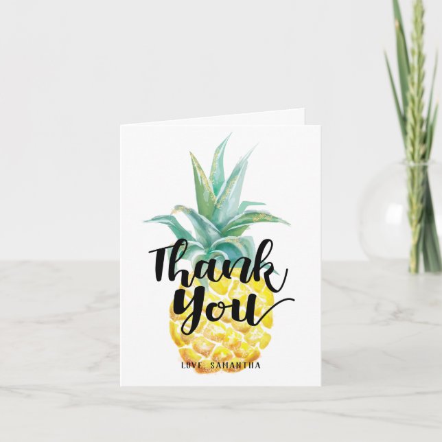 Aquarelle ananas Merci plié (Devant)