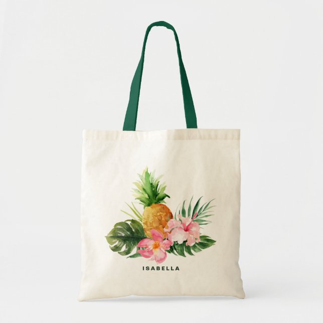 Aquarelle ananas Tropical Custom Sac fourre-tout (Devant)