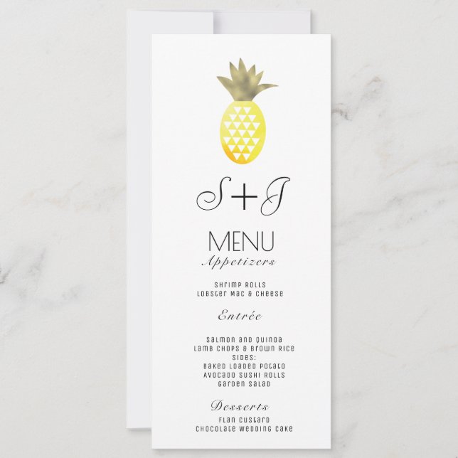 Aquarelle Ananas Tropical Oasis Foil - Menu (Devant)