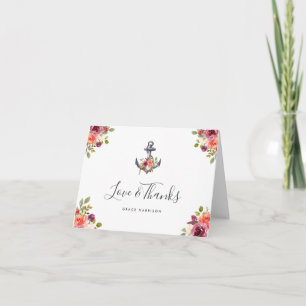 Aquarelle Ancre marine Merci floral