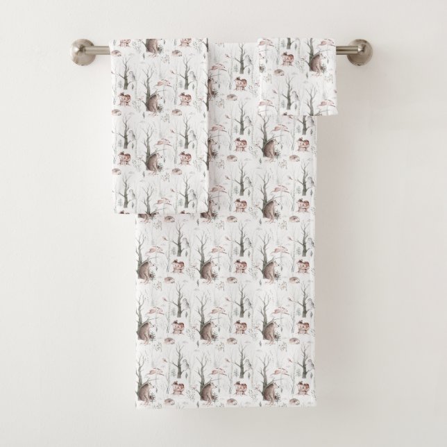 Aquarelle Animaux forestiers (En situation)