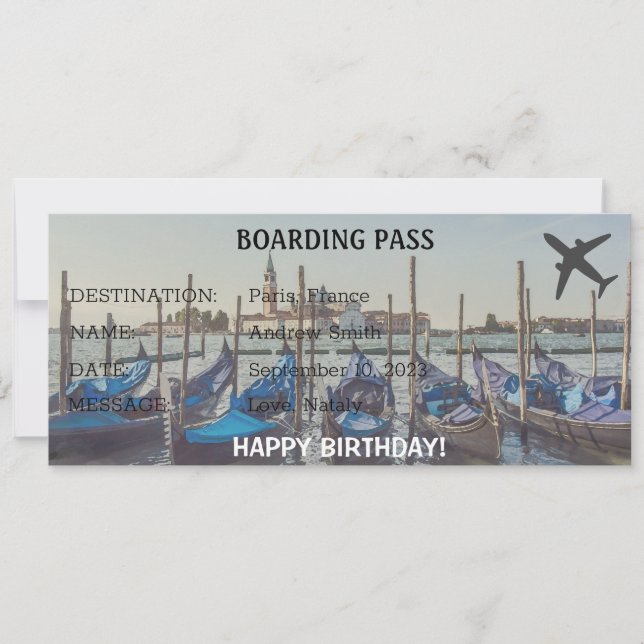 Aquarelle Anniversaire surprise Carte Venise (Devant)