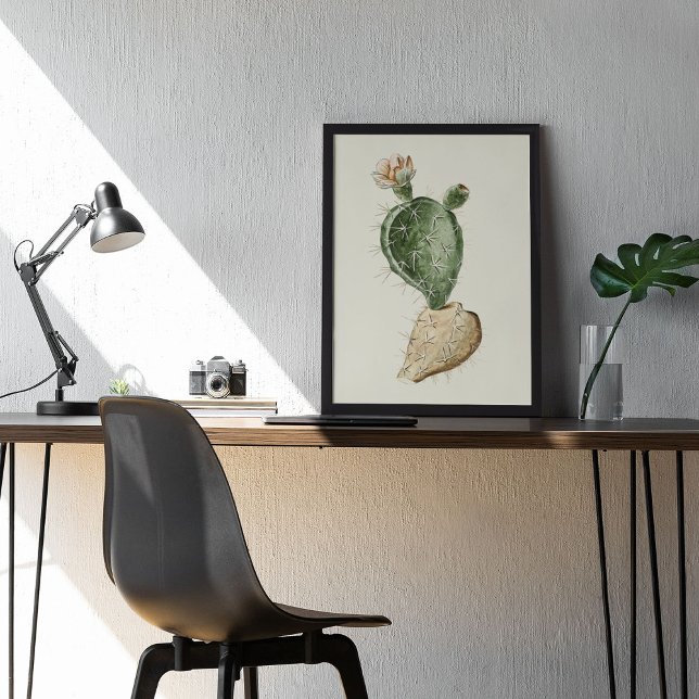 Aquarelle Antique Botanique Cactus Imprimer Poster (Watercolor Antique Botanical Cactus Print Poster)