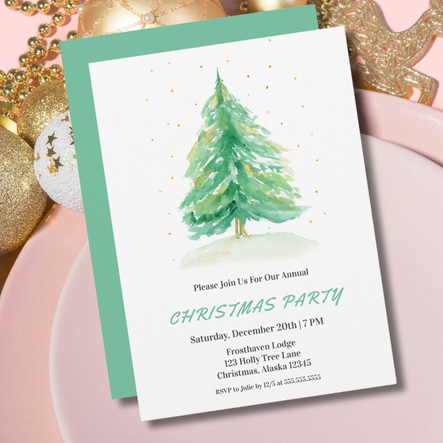 Aquarelle Arbre de Noël avec Invitation de neige d (Créateur téléchargé)