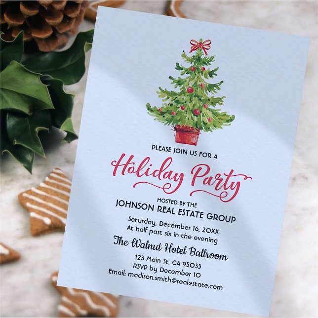Aquarelle Arbre de Noël Fête Invitation (Créateur téléchargé)