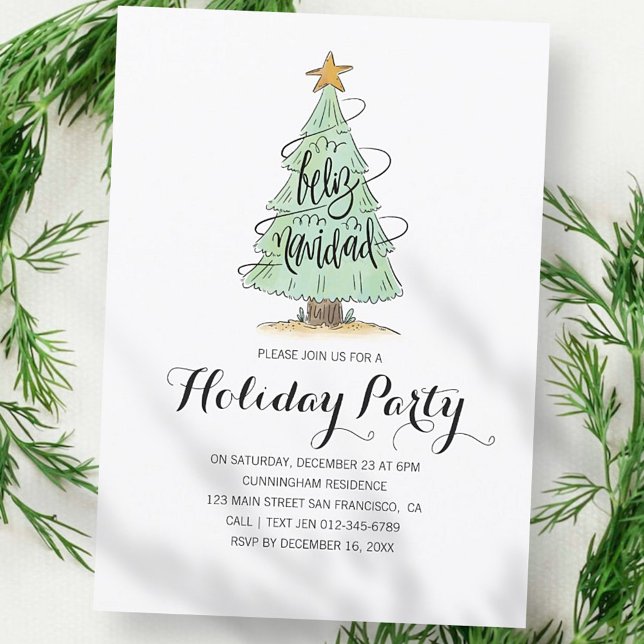 Aquarelle Arbre de Noël Fête Invitation (Créateur téléchargé)