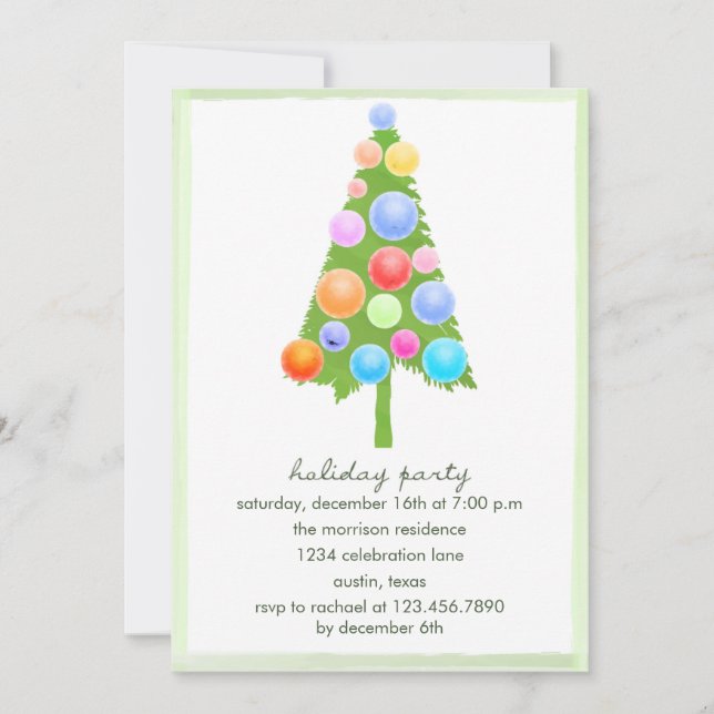 Aquarelle Arbre de Noël - Invitation à la fête (Devant)