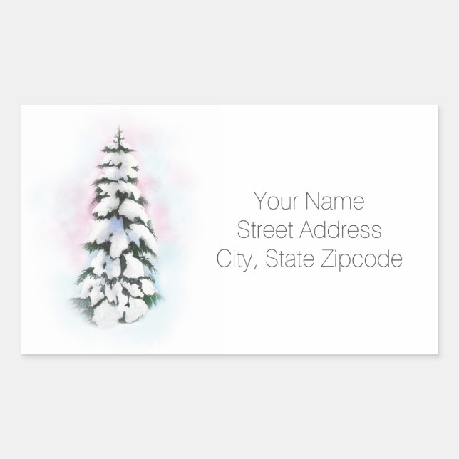 Aquarelle Arbre d'hiver Vignette Arbre Étiquettes (Devant)