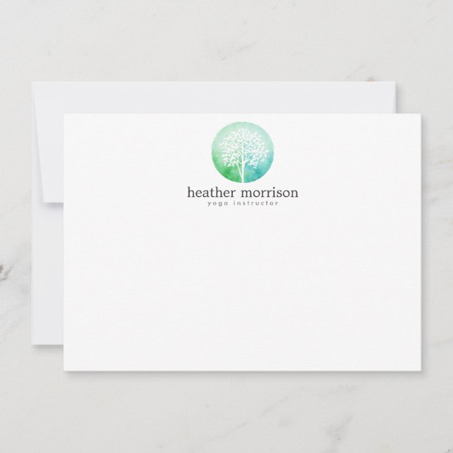Aquarelle arbre Yoga et bien-être Carte pour notes (Devant)