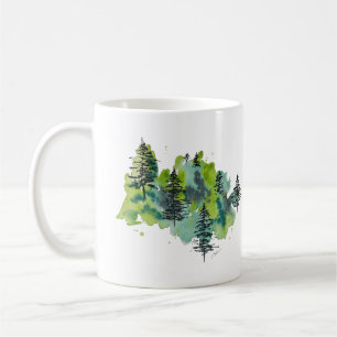 Aquarelle Arbres À feuillage persistant Mug