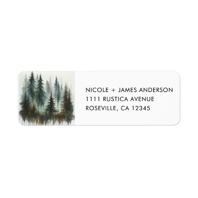 Aquarelle Arbres Rustique Wilderness Mariage (Devant)