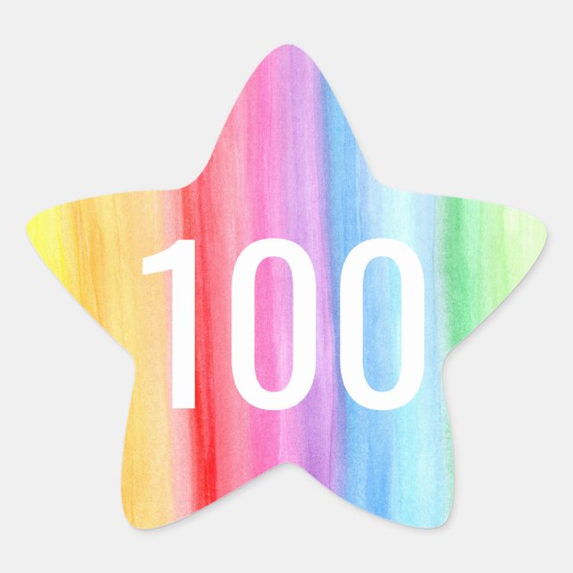 Aquarelle Arc-en-ciel 100 - Sticker en étoile (Devant)