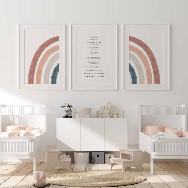 Aquarelle arc-en-ciel boho jeu de 3 couplet bible  (Créateur téléchargé)