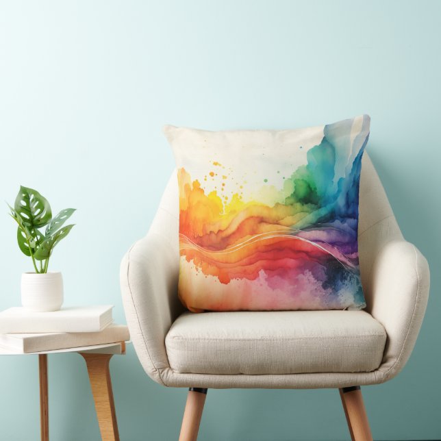 Aquarelle Arc-en-ciel Couleur oreiller (Chaise)