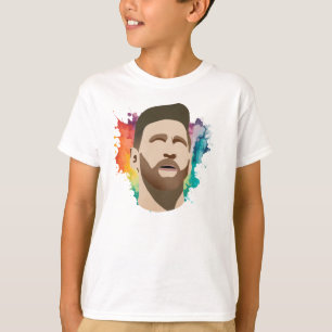 Aquarelle arc-en-ciel de Messi - T-shirt enfant