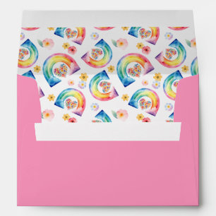 Aquarelle Arc-en-ciel Flore Enveloppe