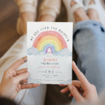 Aquarelle Arc-en-ciel Invitation de fête d'anniver