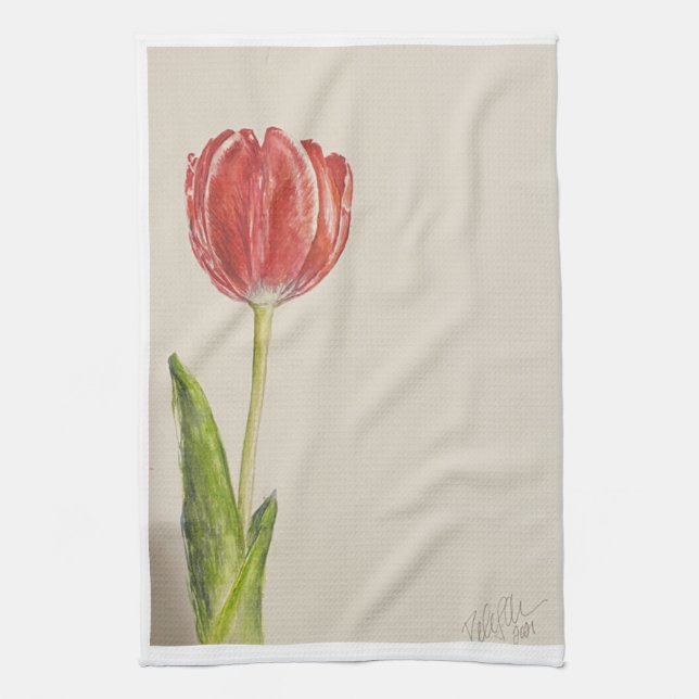 Aquarelle art fleurie serviette de cuisine (Vertical)