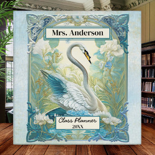Aquarelle Art Nouveau Swan Classeur enseignant