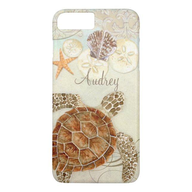 Aquarelle Art Sea Turtle Coastal Beach Coques de m (Dos)