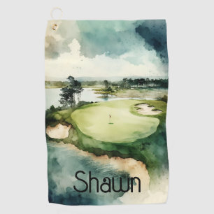 Aquarelle artistique terrain de golf serviette de