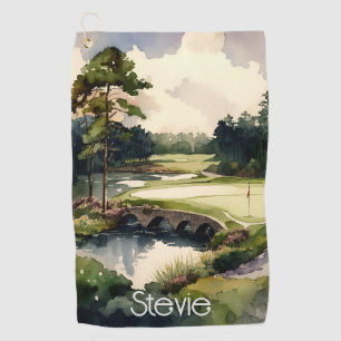 Aquarelle artistique terrain de golf serviette de