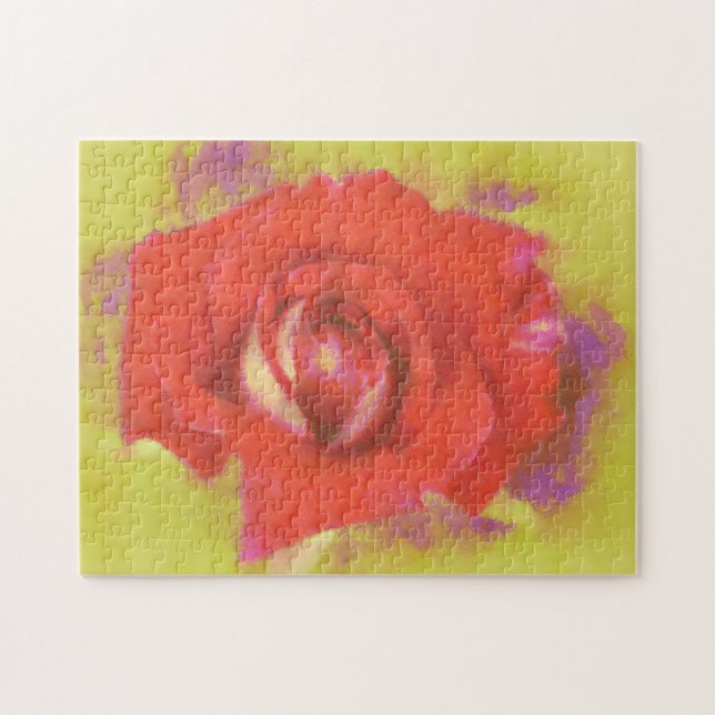 Aquarelle assez humide Rouge Rose Art Puzzle (Horizontal)