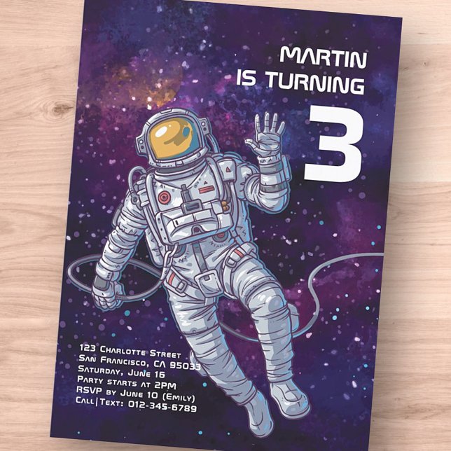 Aquarelle astronaute dans l'espace Invitation d'an (Créateur téléchargé)