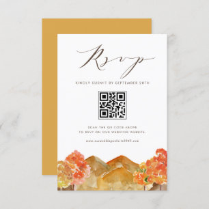 Aquarelle Automne Bois Mariage QR Code RSVP