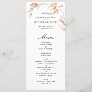 Aquarelle Automne Feuille Menu Mariage
