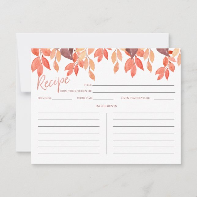 Aquarelle automne Feuilles de chute Carte de recet (Devant)