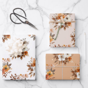 Aquarelle Automne Floral Papier Cadeau