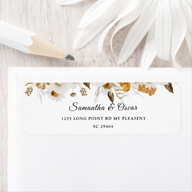 Aquarelle Automne Jaune & Blanc Cadre Floral (En situation)